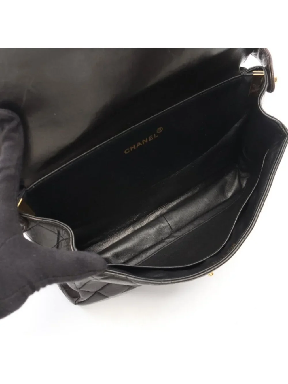Chanel Quilted Face Black Lambskin Shoulder Bag